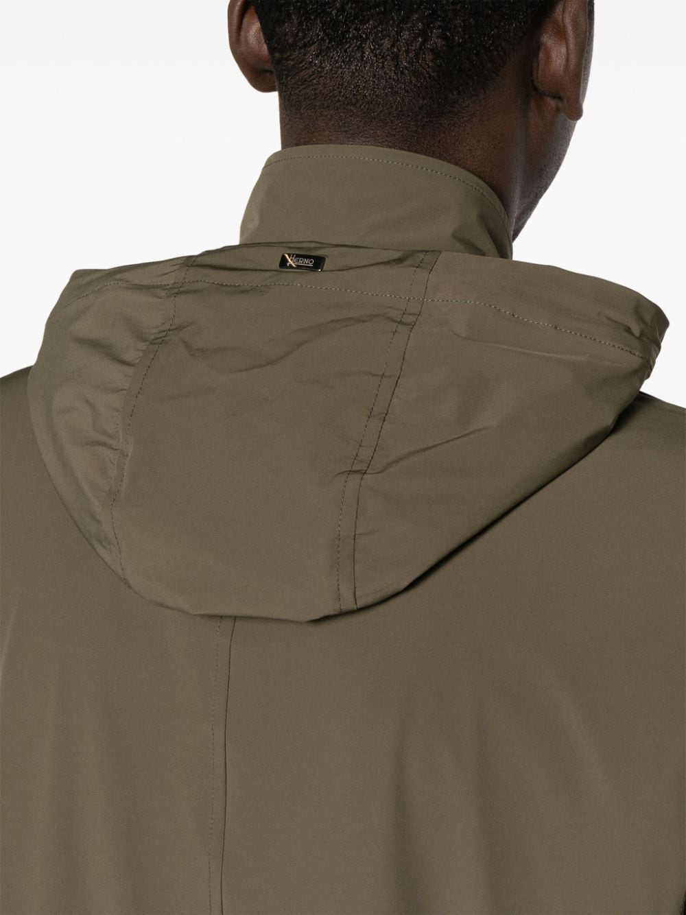 HERNO Men's Olive Green Detachable Hood Jacket