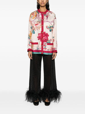 F.R.S FOR RESTLESS SLEEPERS Women's Pink Silk Floral Print Jacket - SS24