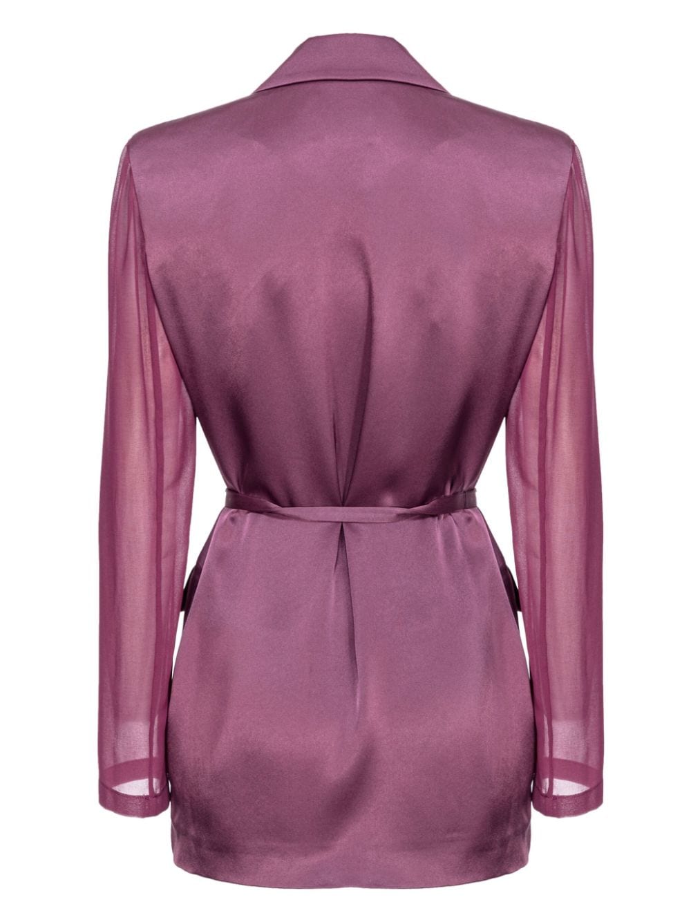 PINKO Satin Belted Jacket with Sheer Sleeves