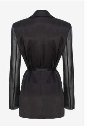 PINKO Elegant Satin Jacket with Sheer Sleeves