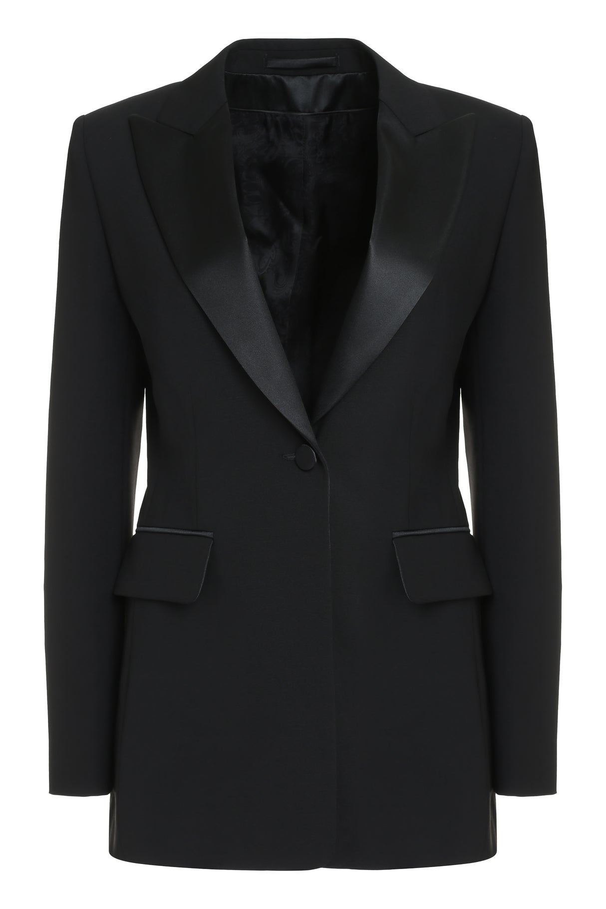 MAX MARA Elegant Black Single-Breasted Jacket with Logo Jacquard Lining