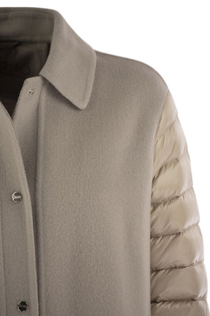 HERNO Luxury Wool-Blend Jacket with Quilted Down Sleeves