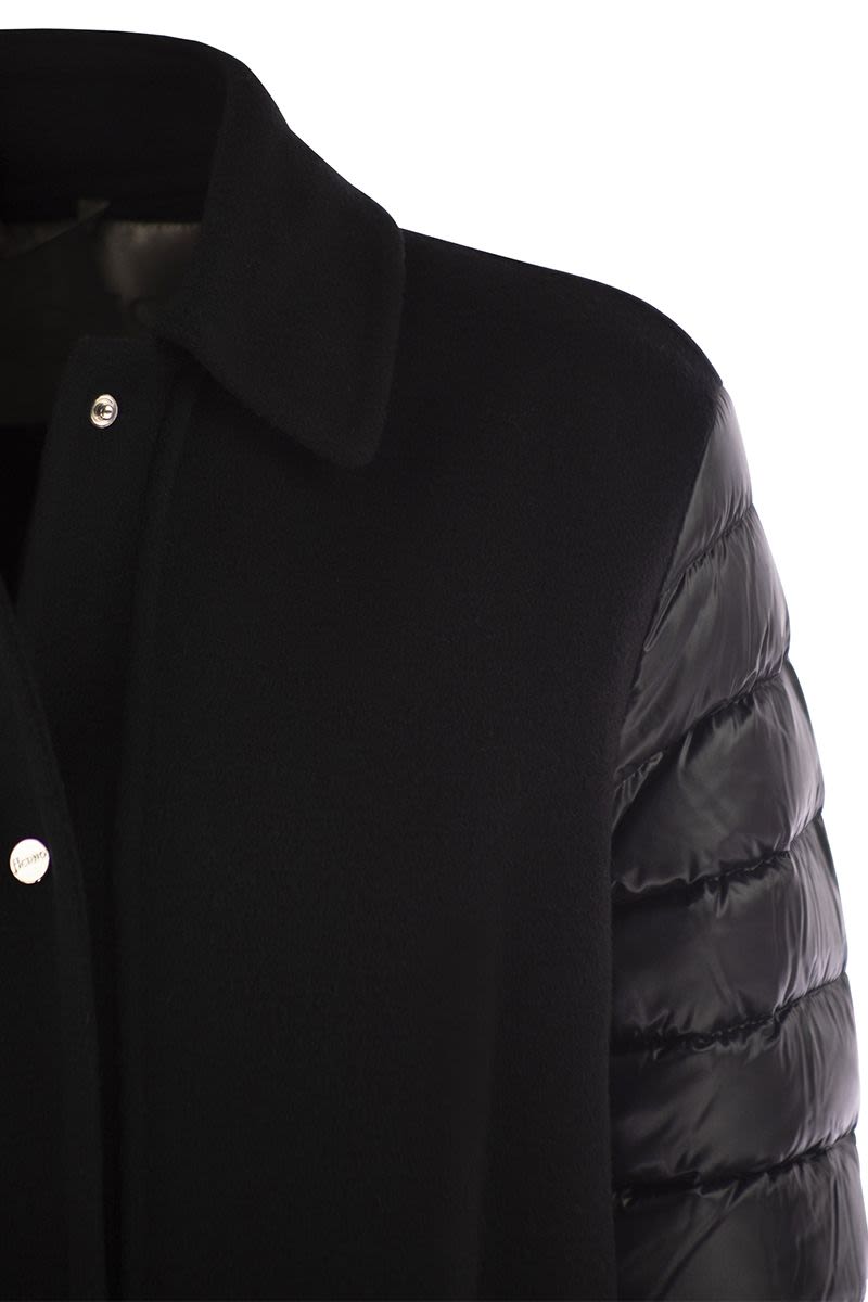 HERNO Luxury Wool-Blend Jacket with Quilted Down Sleeves