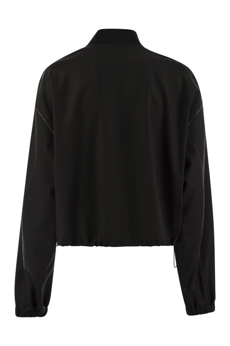 FABIANA FILIPPI Chic Wool-Blend Cropped Bomber Jacket with Knit Collar