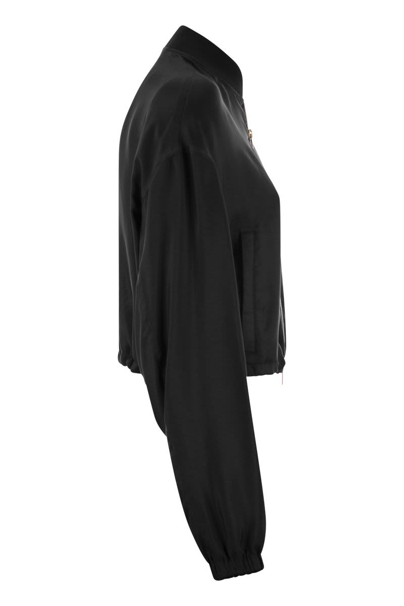 时尚黑色女士短款轰炸夹克 - SS24收藏品