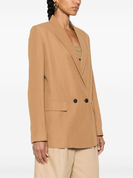 FABIANA FILIPPI Double Breasted Jacket with Peak Lapels in Sand Beige for Women - SS24
