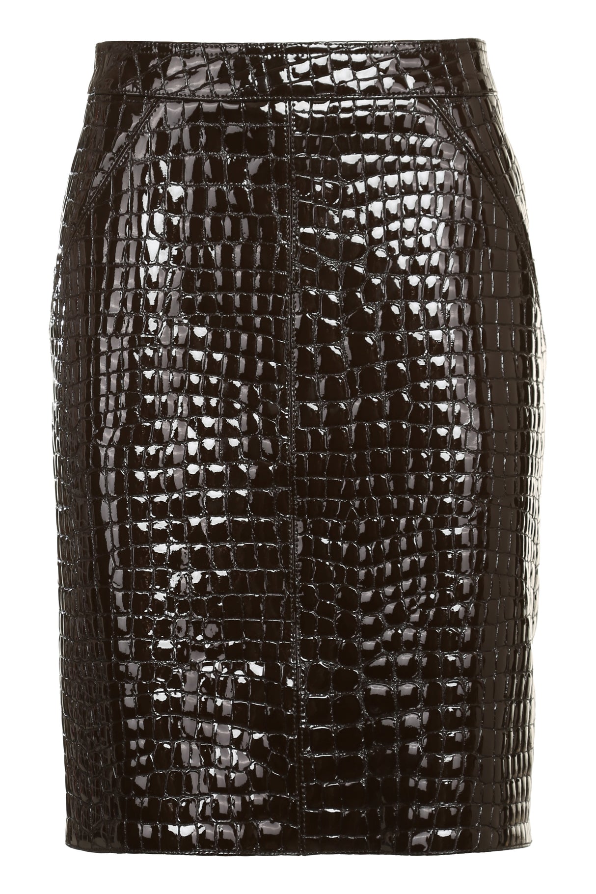 鱷魚皮革短裙，帶兩個前袋 - SS24 系列