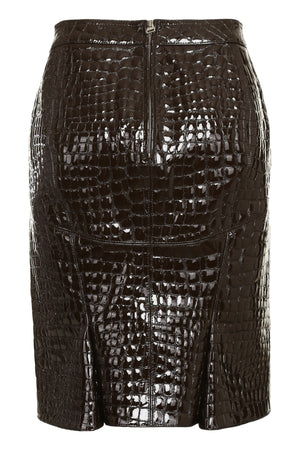 鱷魚皮革短裙，帶兩個前袋 - SS24 系列