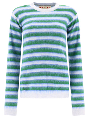 MARNI Striped Mohair Sweater in Light Blue for Women (FW24)