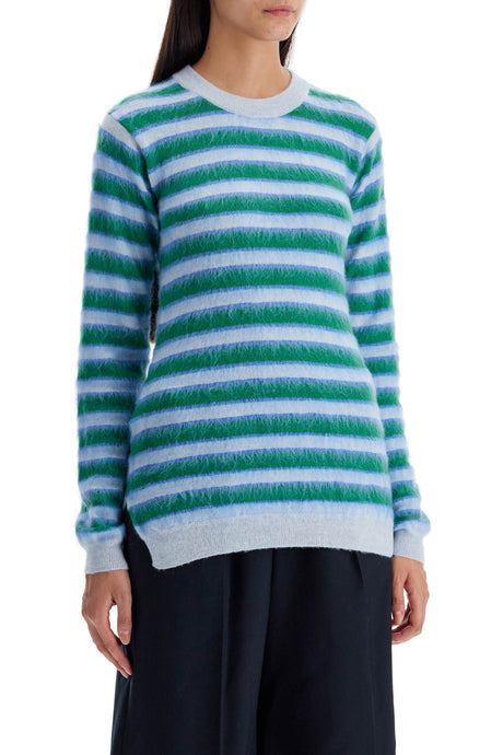 MARNI Striped Wool Crewneck Sweater with Mohair Accents