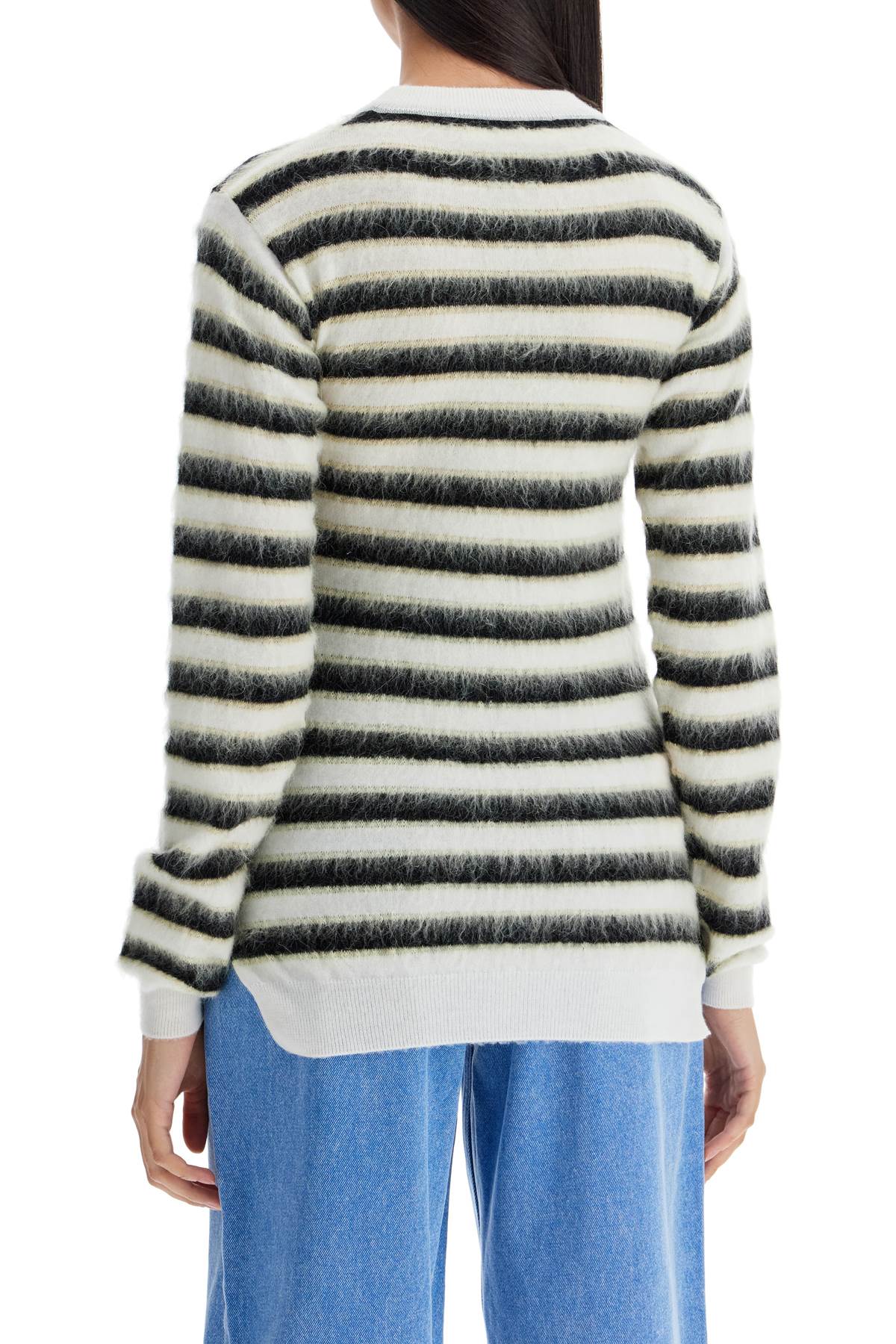 MARNI Striped Wool Crewneck Sweater with Mohair Accents