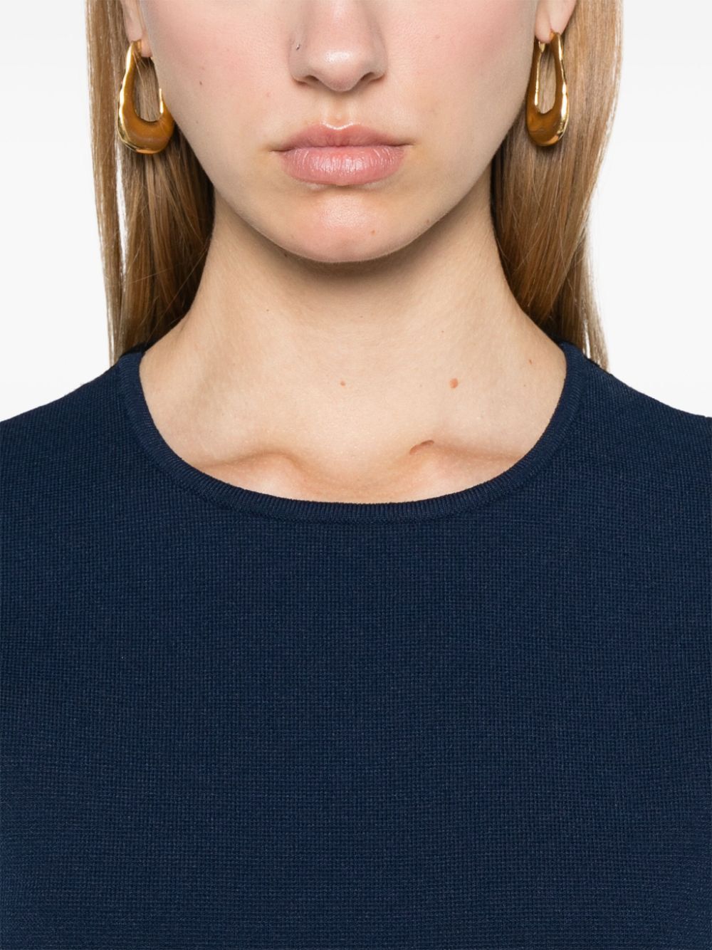 MARNI Women’s Navy Blue Knit Sweater with Contrast Back