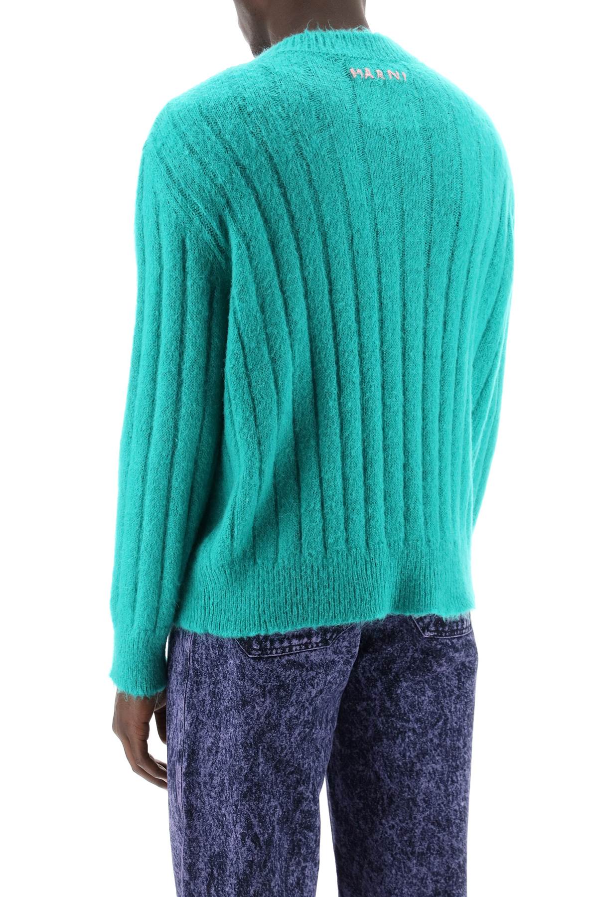 MARNI Green Brushed Mohair Pullover for Men - SS24 Collection