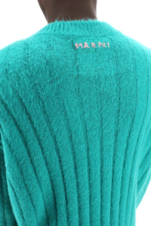 MARNI Green Brushed Mohair Pullover for Men - SS24 Collection