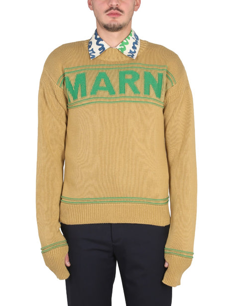 MARNI Men's Crossneck Ribbed Collar Knit Sweatshirt