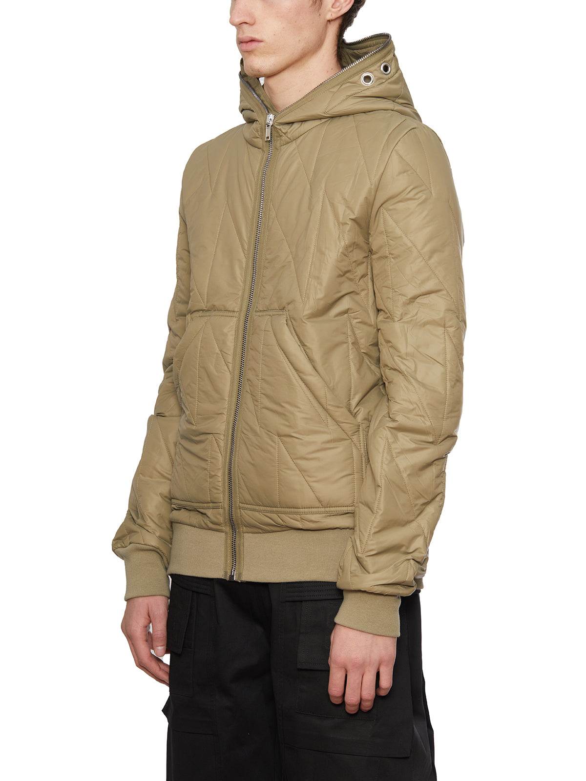 RICK OWENS Green Bomber Jacket with Hood for Men - FW23 Collection