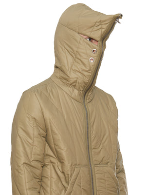 Green Bomber Jacket with Hood and Ribbed Trims for Men