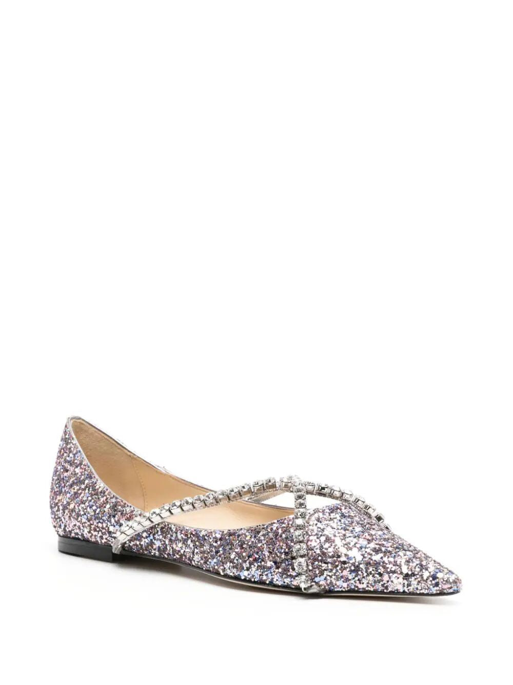 JIMMY CHOO Sparkling Silver Ballerinas for Women - SS24 Collection