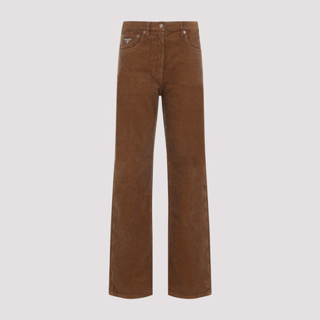 PRADA Chic Brown Cotton Denim Trousers