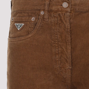 PRADA Chic Brown Cotton Denim Trousers