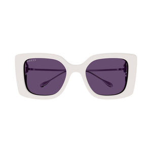 GUCCI Elegant Ivory Acetate Sunglasses with Violet Lenses