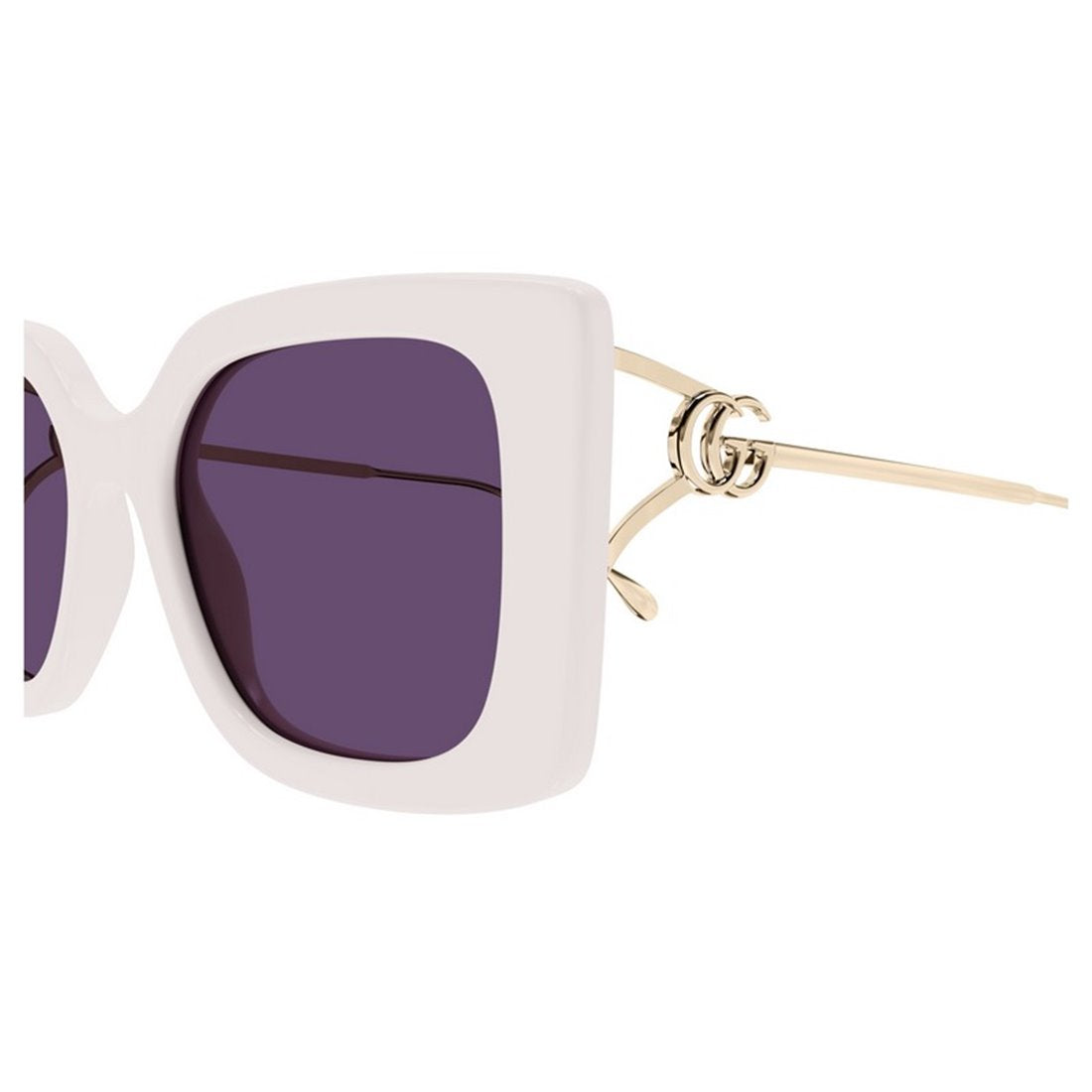 GUCCI Elegant Ivory Acetate Sunglasses with Violet Lenses