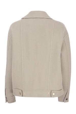 HERNO Women's White Biker Jacket made of Virgin Wool Blend for a Soft Feel - FW23 Collection