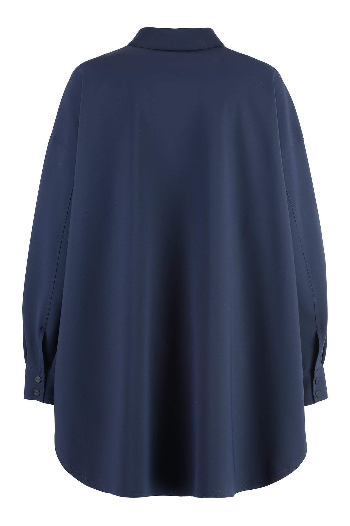 Blue Overshirt with Rounded Hem and Side Slits