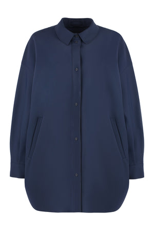 HERNO Navy Overshirt for Women with Technical Fabric and Side Slits for SS24