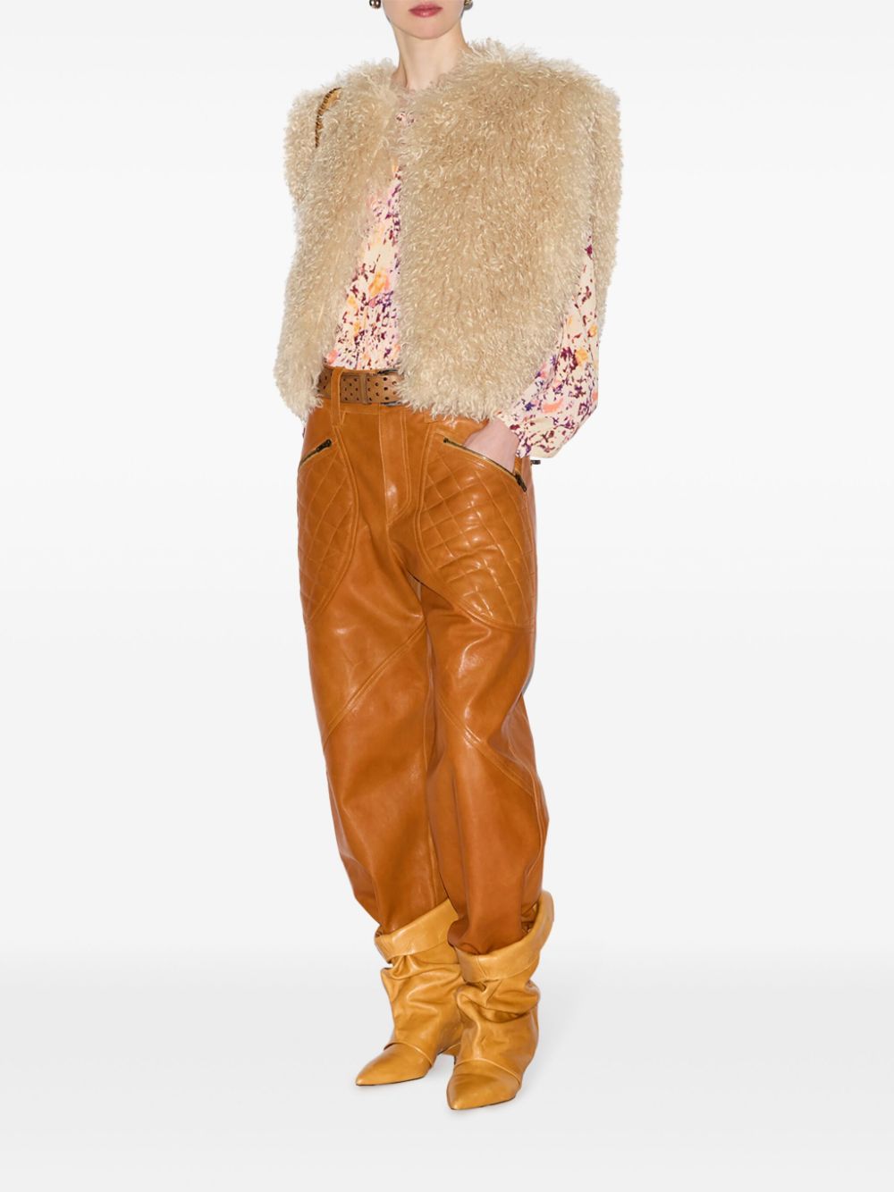 ISABEL MARANT Chic Beige Faux Fur Sleeveless Jacket