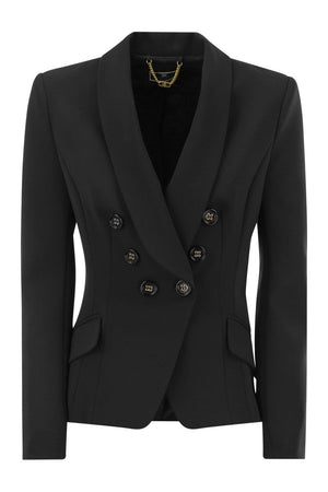 ELISABETTA FRANCHI Double-Breasted Crepe Jacket with Scarf Lapels - Women's Spring/Summer 2024