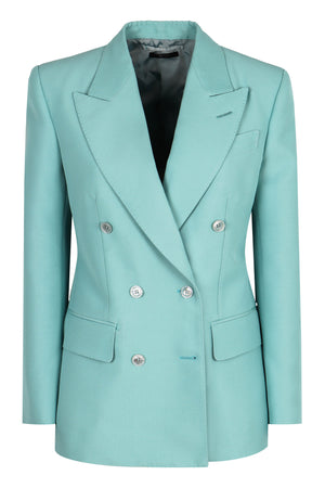 TOM FORD Double-Breasted Wool Blazer in Light Blue for Women (SS24)