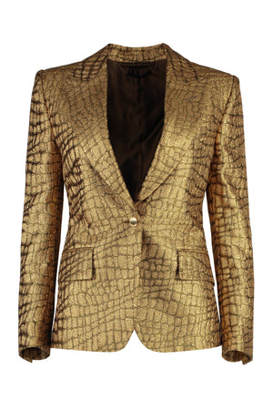 TOM FORD Brown Jacquard Single-Breasted Jacket