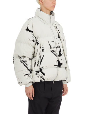 Y-3 Asymmetrical Zip White Puffer Jacket for Women