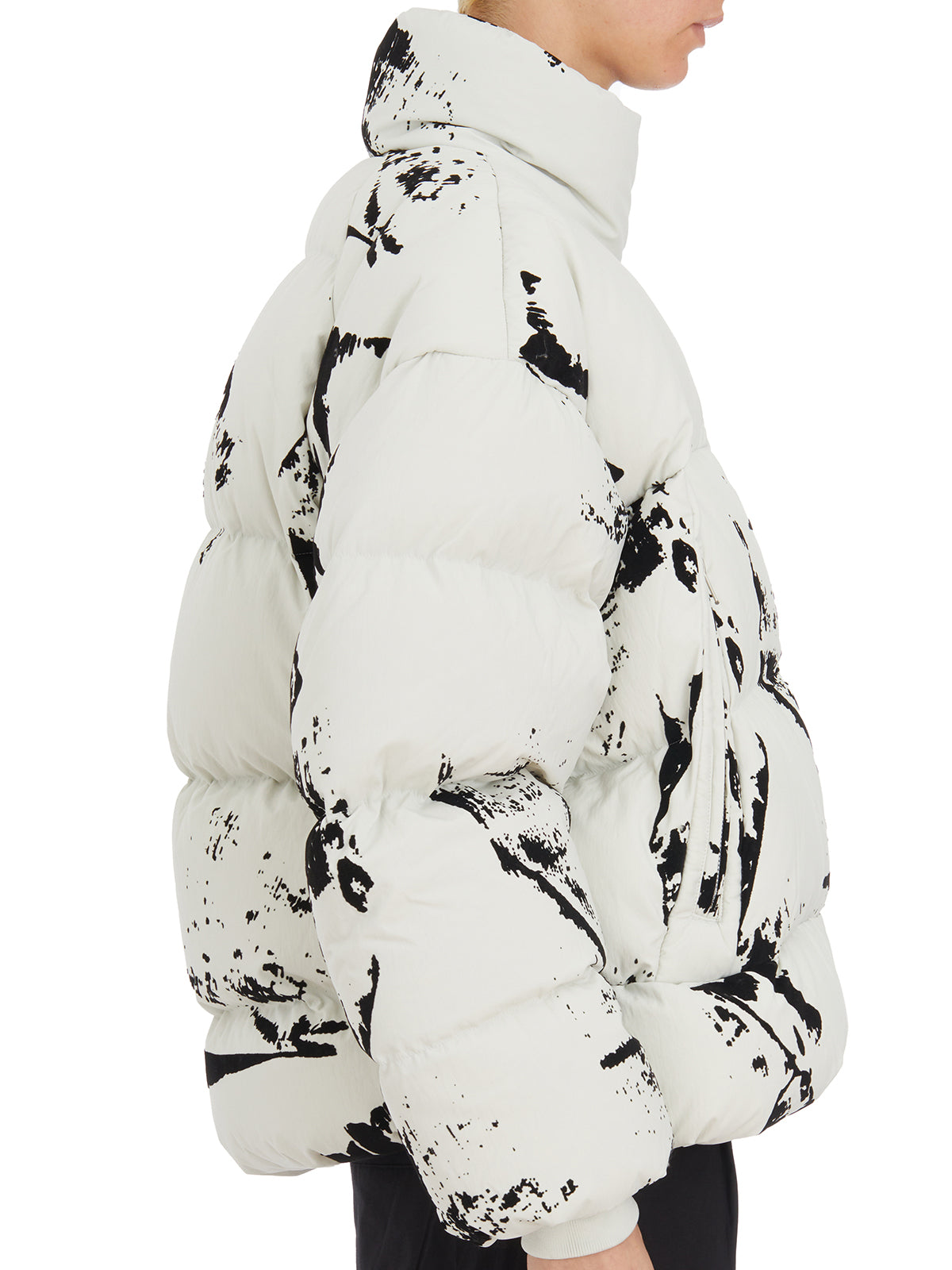 Y-3 Asymmetrical Zip White Puffer Jacket for Women