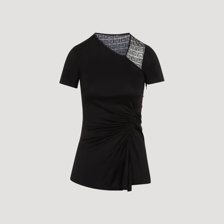 GIVENCHY Asymmetric V-Neck Gathered Shirt