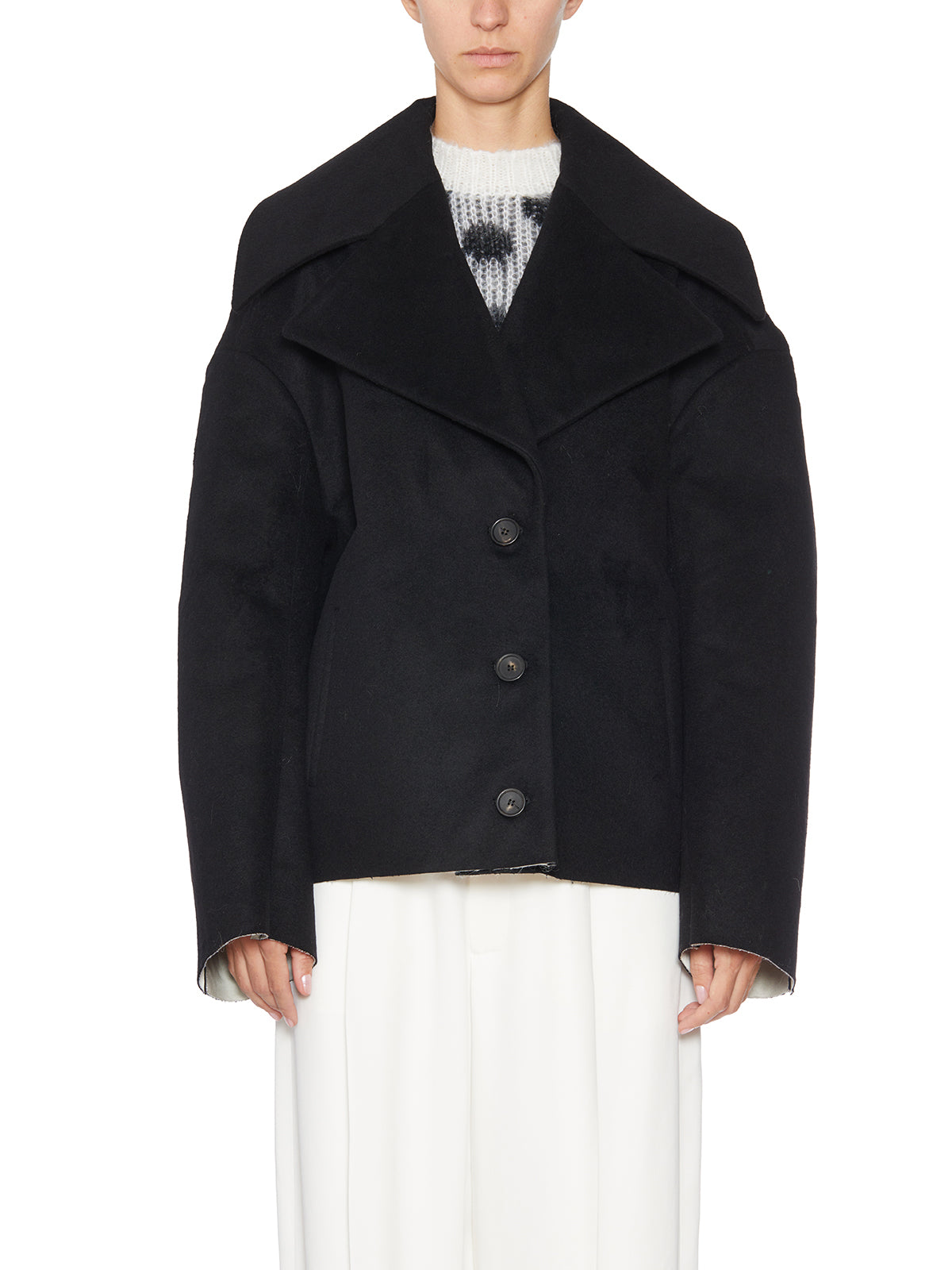 MARNI Women's Black Felted Cocoon Jacket for FW23