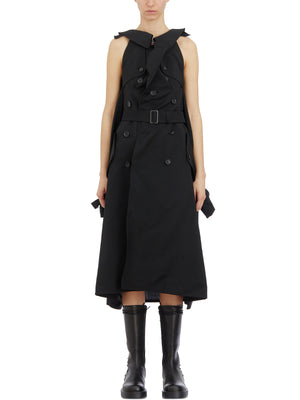 JUNYA WATANABE Women's Black Trench Coat with Detachable Sleeves and Belt