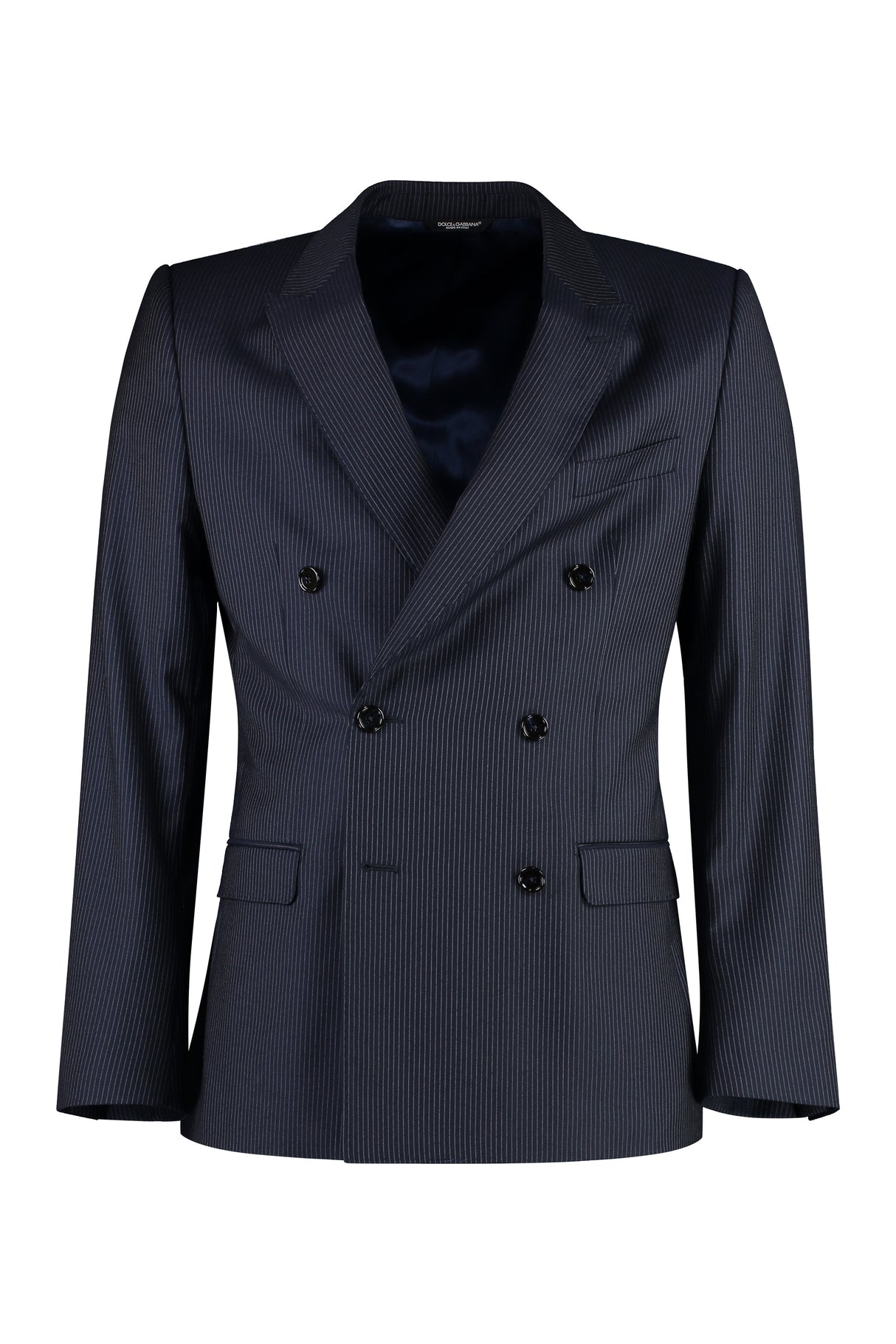 DOLCE & GABBANA Navy Pinstripe Double Breasted Two-Piece Suit for Men - SS24