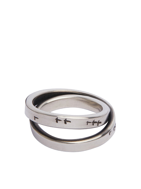 WERKSTATT:MUNCHEN Silver Crossed Ring for Men