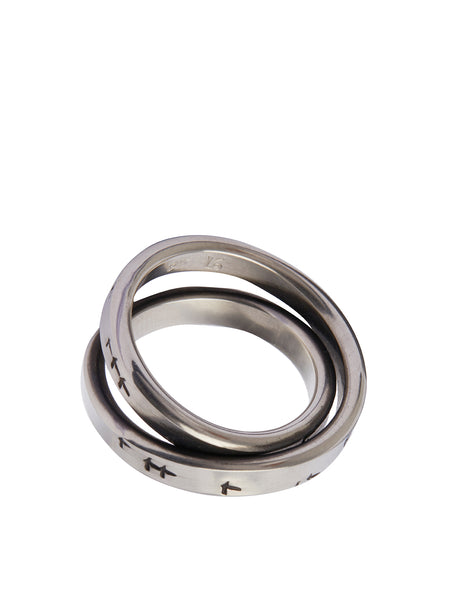 WERKSTATT:MUNCHEN Silver Crossed Ring for Men