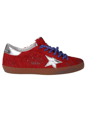 GOLDEN GOOSE Men's Red and Silver Super-Star Sneakers for SS23