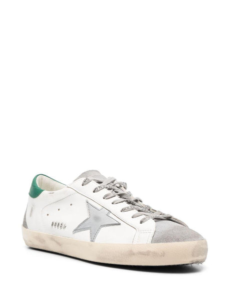 GOLDEN GOOSE White and Green Low Top Trainers for Men