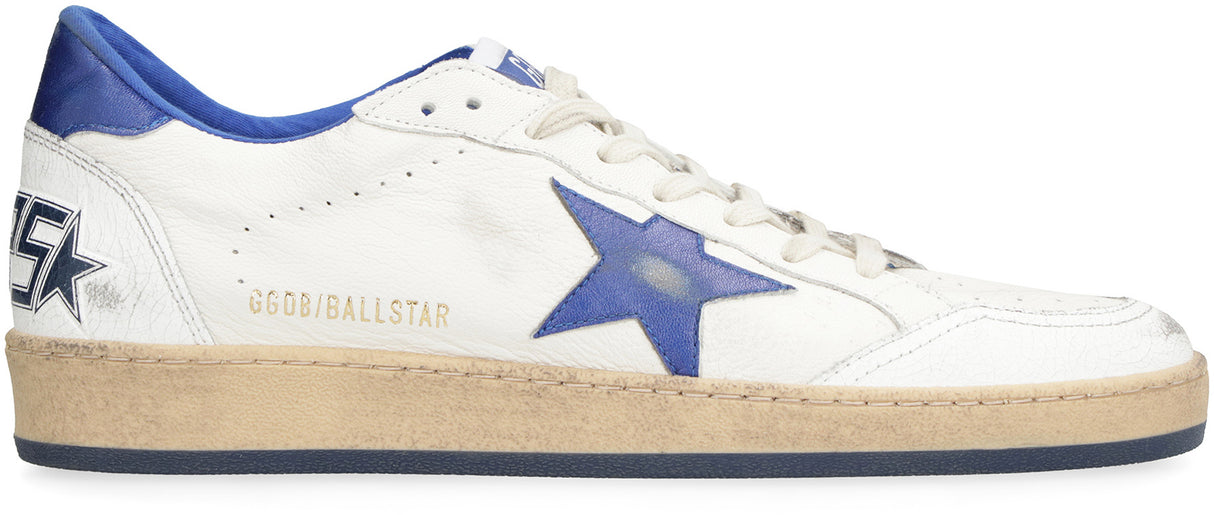 Men's Used-Effect Leather Golden Goose Sneakers with Contrasting Details