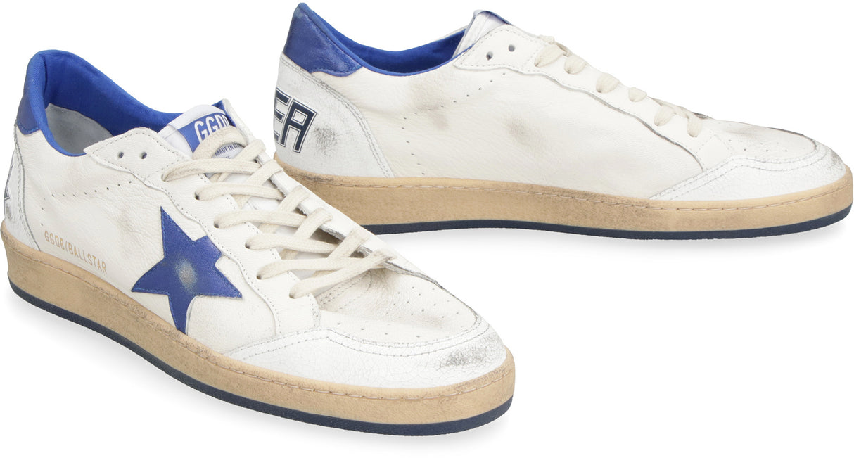 Men's Used-Effect Leather Golden Goose Sneakers with Contrasting Details