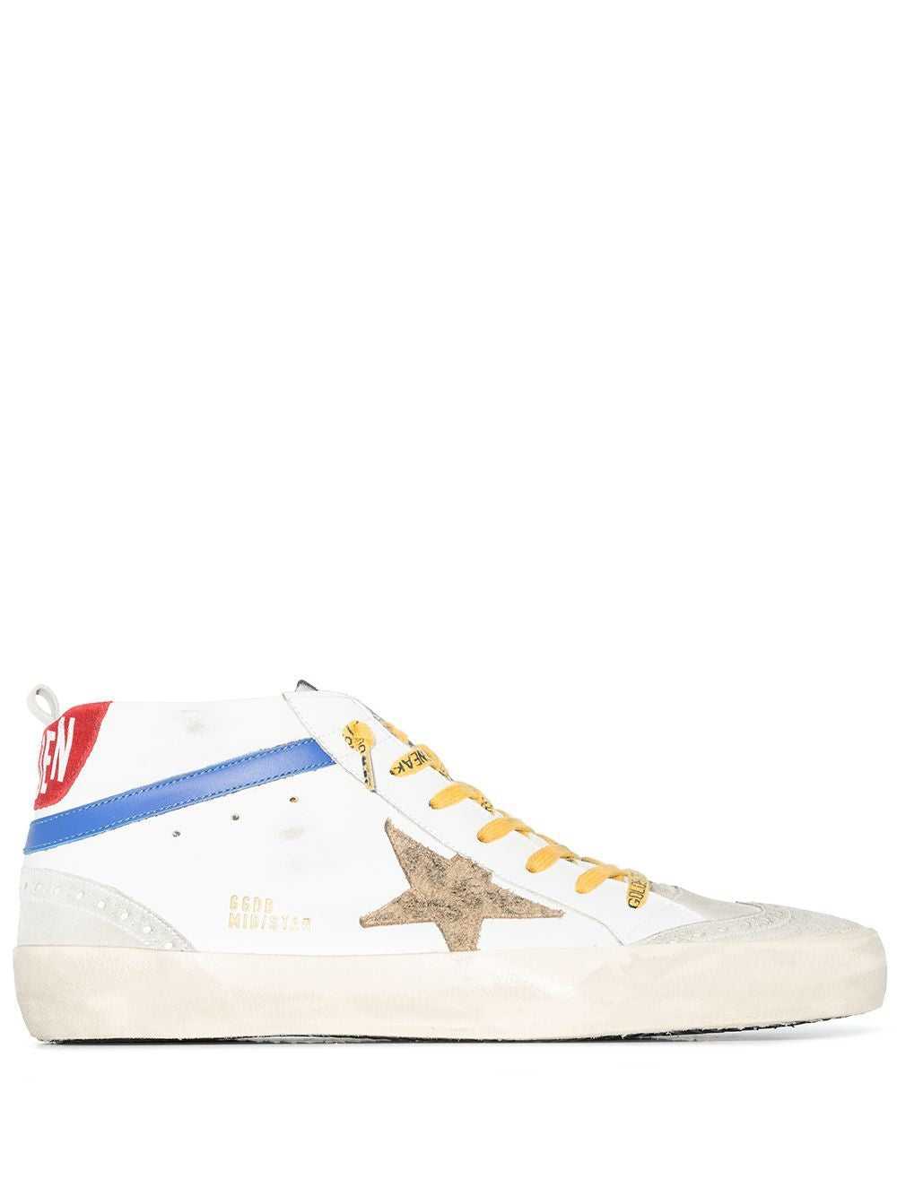 GOLDEN GOOSE Men's Wave Leo Sneakers in White, Ice, and Beige Brown