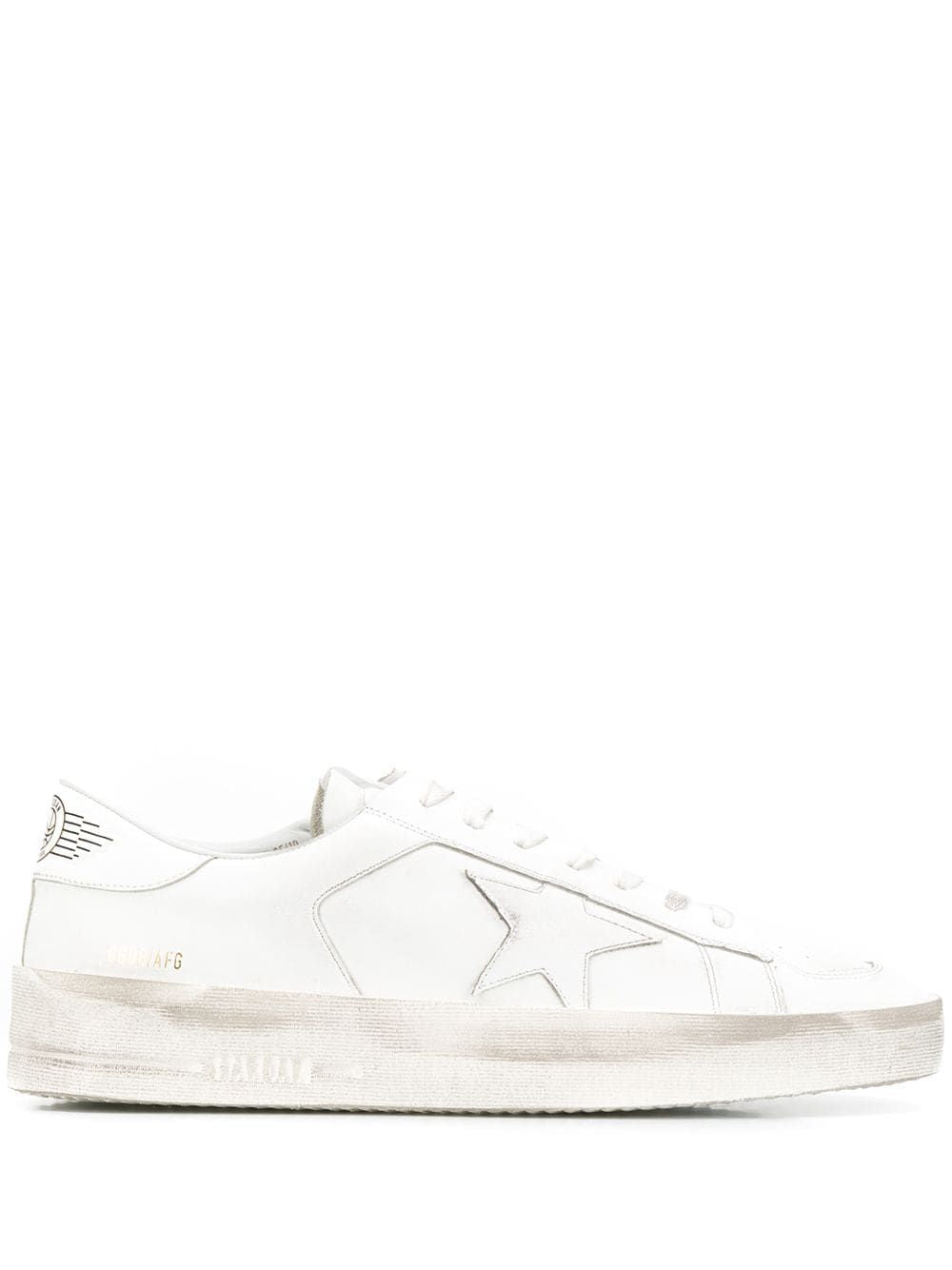 GOLDEN GOOSE Men's White Leather Stardan Sneakers for Everyday Style
