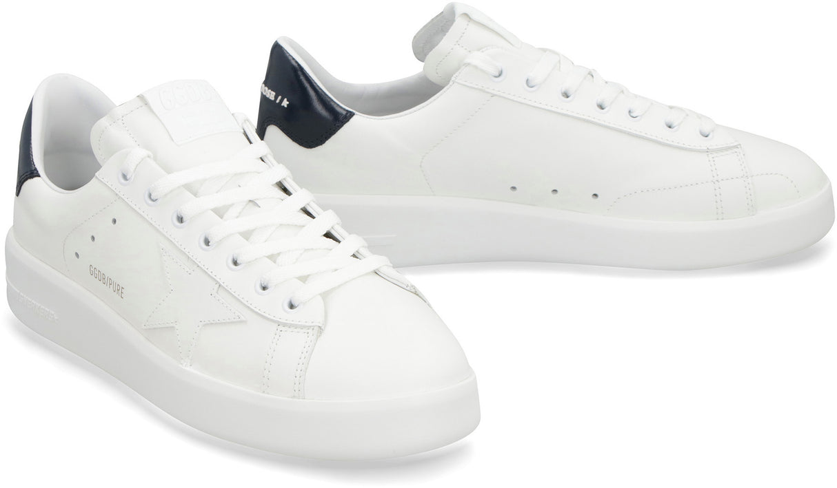 GOLDEN GOOSE Men's White Leather Sneakers with Iconic Star Patch and Contrasting Heel Insert