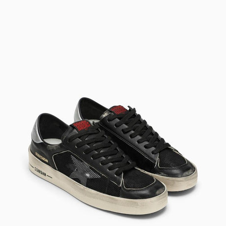 GOLDEN GOOSE Men's Black Leather Low Trainers with Iconic Star and Vintage-Effct Workmanship