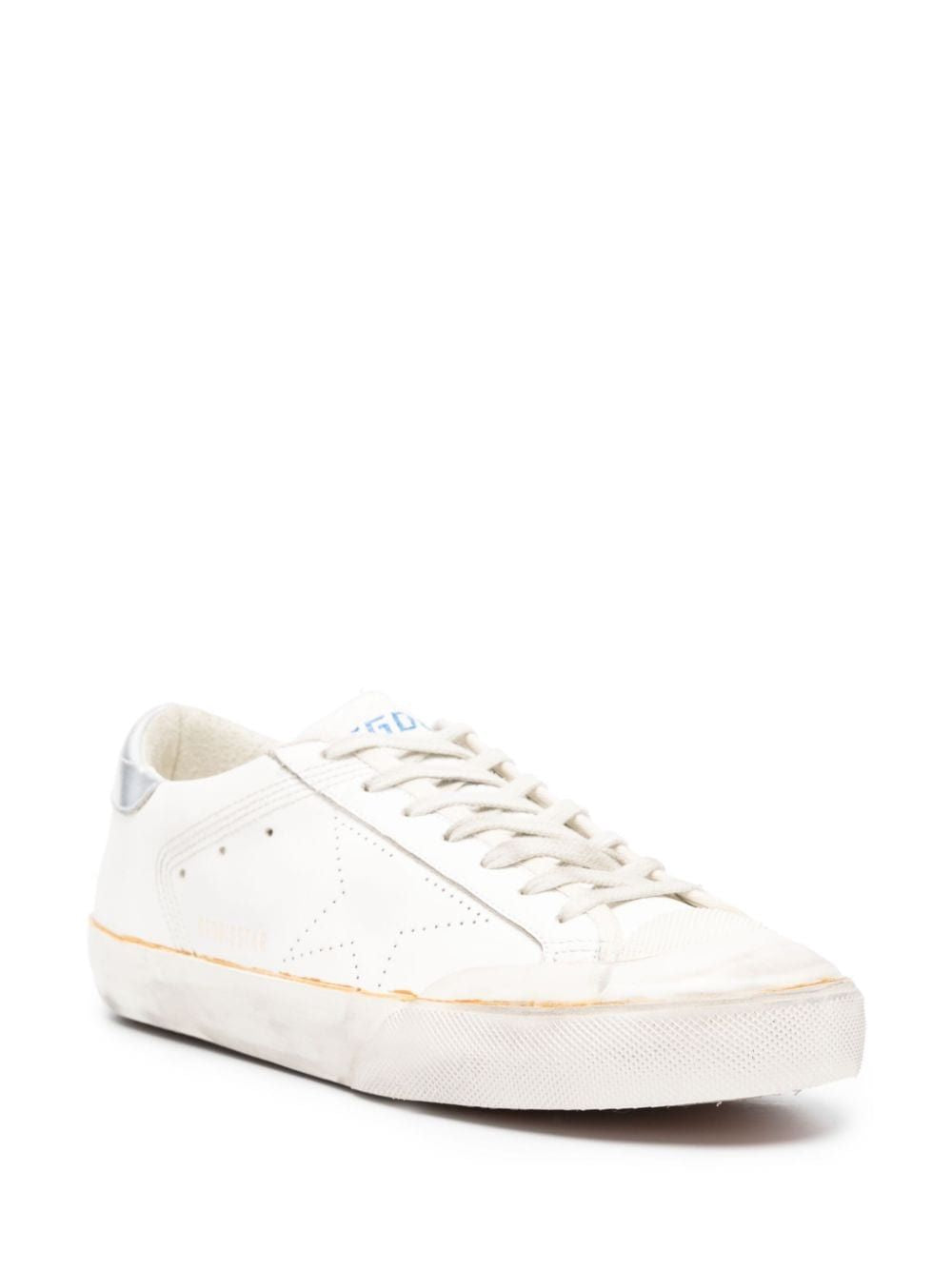 Distressed Leather Men's Sneakers with Signature Star Patch